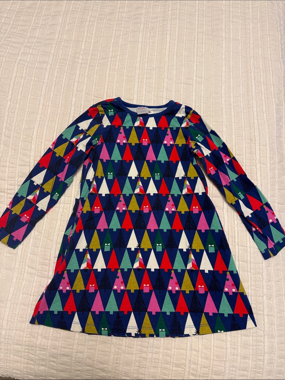 NEVER WORN LIKE NEW Hanna Andersson Long Sleeve Christmas Tree Dress Navy Sz5
